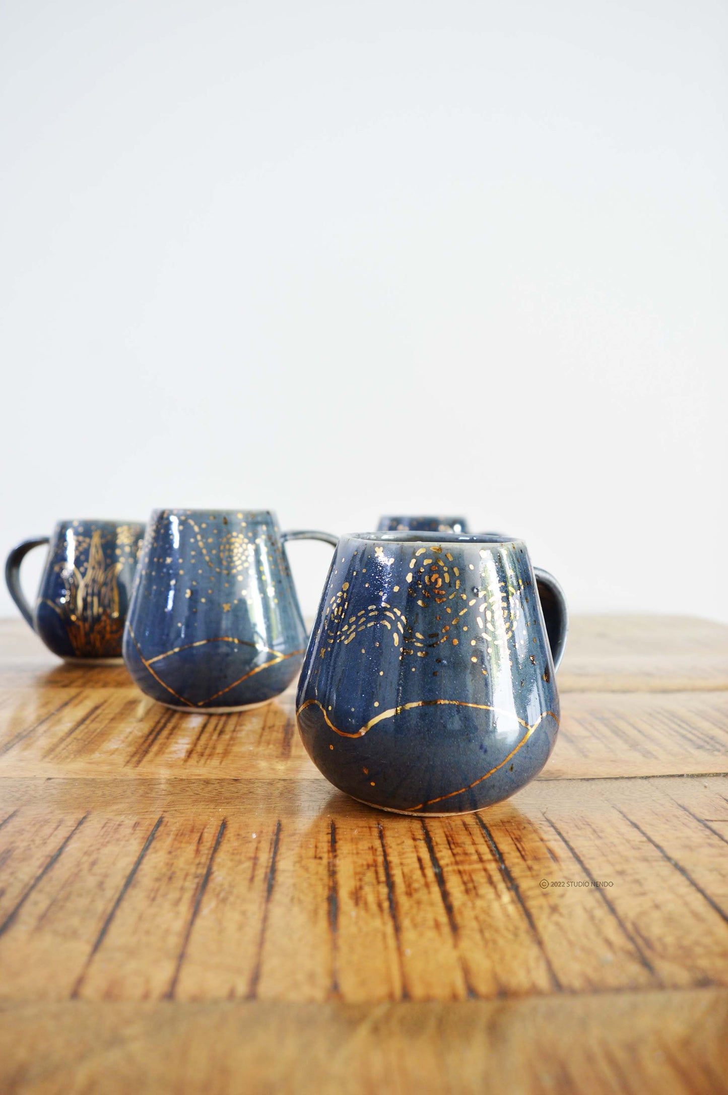 Belly Mug- Starry Night- Hand Illustrated in Gold