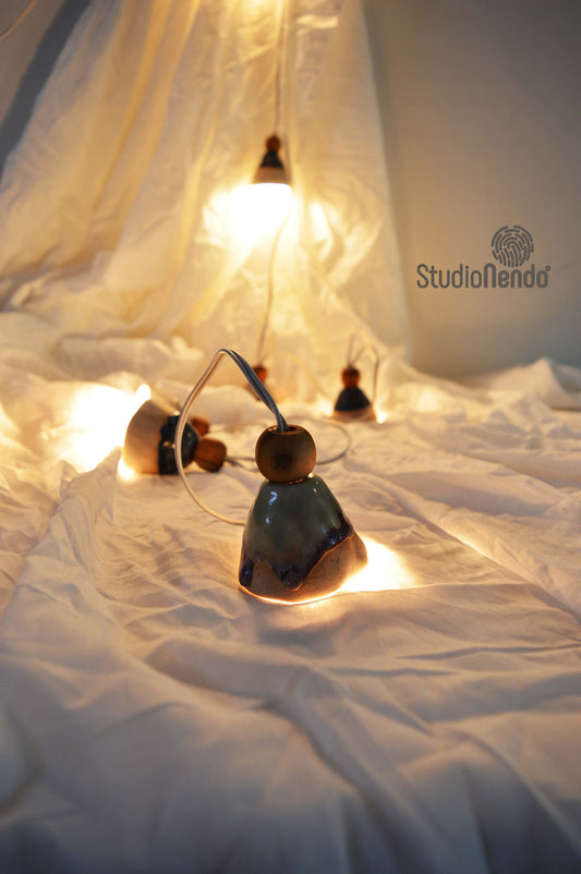 Ceramic String Light- Mottled Bells- Multicolour