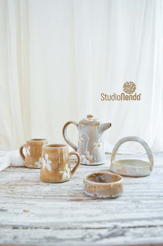 Couples Teaset- Daisy- Textrured Dark Mustard