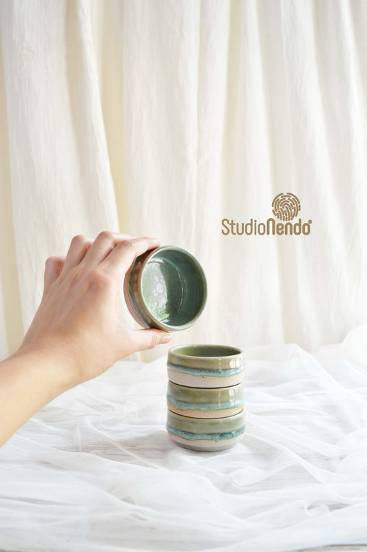 KATORI- SET OF 4- Mottled Green
