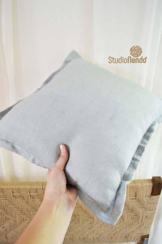Linen Cushion Cover- Grey Blue