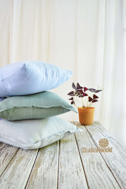 Linen Cushion Cover- Grey Blue