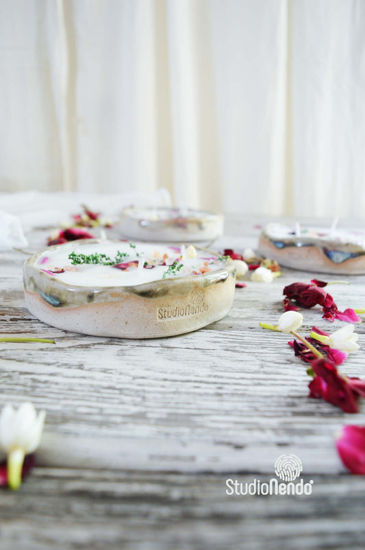 Festive Candle- Mottled- Lemongrass