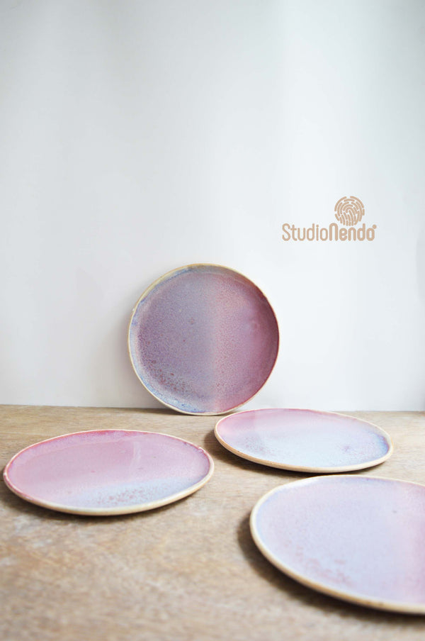 SNACK PLATES- IRREGULAR/ORGANIC- SET OF 2- MOTTLED PINK – Studio Nendo